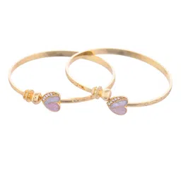 VOJ Set Of 2 Gold Plated Stones Studded Heart Shaped Bangles image 4