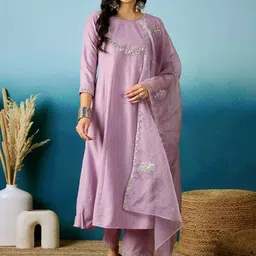HERE&NOW Women Embroidered Regular Mirror Work Kurta with Trousers & With Dupatta-picture-28