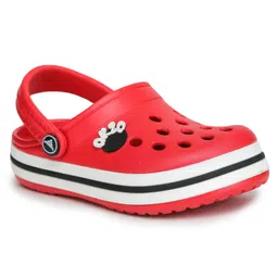 ABROS Akzo Text Applique Detailed Perforated Slingback Clogs - Red image 3