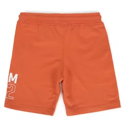 ALAN JONES Cotton Blend Knit Team 032 Text Printed Shorts - Orange image 3