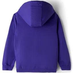 Pine Kids Cotton Knit Full Sleeves Hooded SweatJacket with Sequined Star Design - Purple image 2