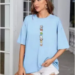 SALUJA FABRICS Women Printed Applique T-shirt-picture-2