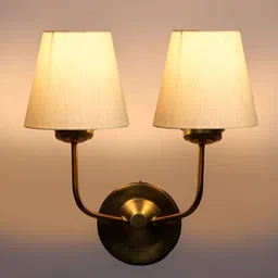 Devansh Off White & Gold-Toned Frustum Shaped Wall Lamp image 5