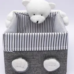 VONCASA Fabric Toy Basket, Grey, Paper & Fabric, Set of 2 image 3