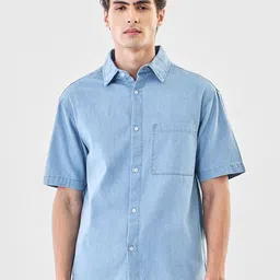Snitch Men Solid Spread Collar Pure Cotton Casual Shirt-image-30