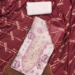 ASISA Floral Printed Beads And Stones Organza Unstitched Dress Material-image-65