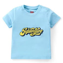 Babyhug Cotton Woven Half Sleeves Boat & Text Printed Shirt T-Shirt & Shorts Set - Navy &Blue image 4