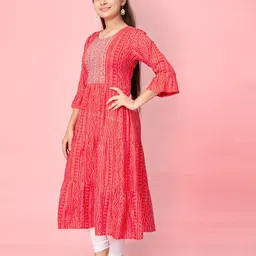 BAESD Girls Ethnic Motifs Printed Flared Sleeves Kurta image 3