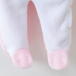 Kookie Kids Full Sleeves Front Open Hooded Footed Romper with Penguin Embroidery - Pink image 5