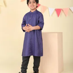 Fabindia Boys Navy Viscose Blend Long Kurta image 5