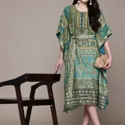 AARKE RITU KUMAR Turquoise Sarika Kaftan Dress image 4