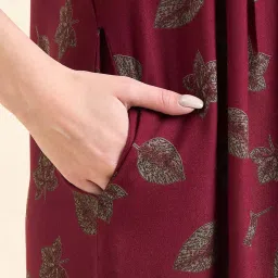 Sweet Dreams Maroon Cotton Printed Night Dress image 5