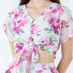 Zink London White & Pink Floral Print Co-Ord Set image 5