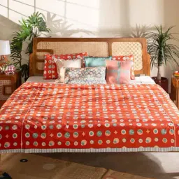 Freedom Tree Celestial Sky Pure Cotton Amber Orange King Bedcover-picture-28