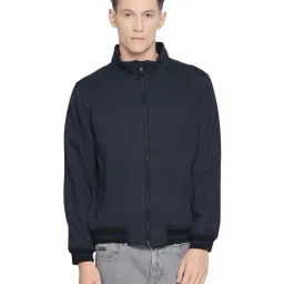 Basics Blue Slim Fit Self Pattern Jacket-picture-17