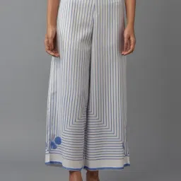W White & Blue Striped Palazzos-picture-36