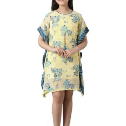 Aurelia Kids Light Yellow Floral Print Kaftan with Inner-picture-15