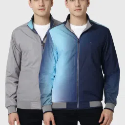 Peter England Casuals Grey & Blue Regular Fit Reversible Jacket-picture-29