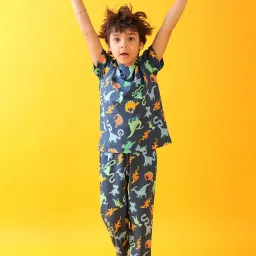 Anthrilo Boys Blue Cotton Regular Fit Printed Pyjama Set image 5