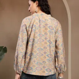 Gipsy Cream Printed Rayon Tunic image 3