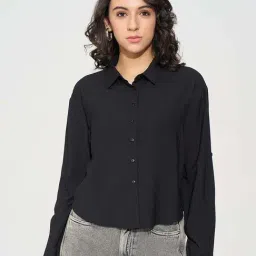 Sf Jeans By Pantaloons Black Cotton Boxy Fit Shirt-image-74
