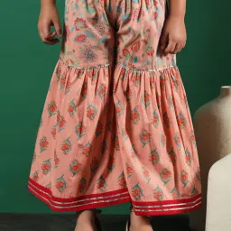 READIPRINT FASHIONS Kids Peach Printed Kurti with Gharara image 5