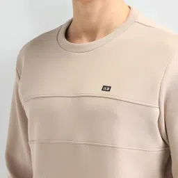 Arrow Sport Beige Cotton Regular Fit Colour Block Sweatshirt image 5
