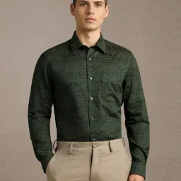 Louis Philippe Green Cotton Regular Fit Printed Shirt-picture-21
