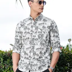 Thomas Scott Grey Cotton Floral Regular Fit Shirt-picture-42