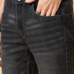 SF Jeans by Pantaloons Charcoal Black Cotton Regular Fit Denim Shorts image 5