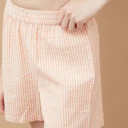 Ginger By Lifestyle Orange Cotton Regular Fit Check Shorts image 5