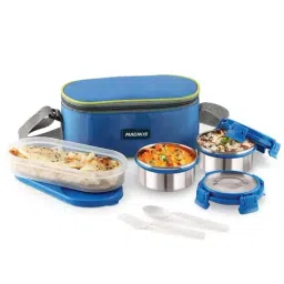 Magnus Blue & Silver Stainless Steel Lunch Box Set with Bag-picture-31