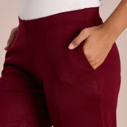 Go Colors! Maroon Mid Rise Pants image 5