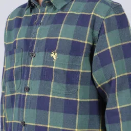 Cantabil Boys Green Cotton Regular Fit Chequered Shirt image 5
