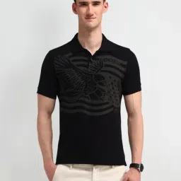 U.S. Polo Assn. Denim Co. Black Cotton Slim Fit Printed Polo T-Shirt-picture-26