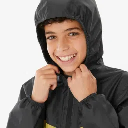 Quechua By Decathlon Boys Grey & Khaki Waterproof Hiking Zip Jacket image 5