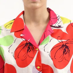 United Colors of Benetton Multicolor Cotton Floral Print Shirt image 5