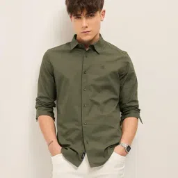 THE BEAR HOUSE Green Cotton Slim fit Shirts-image-88