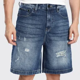Bene Kleed Men Relaxed Distressed Denim Shorts image 5