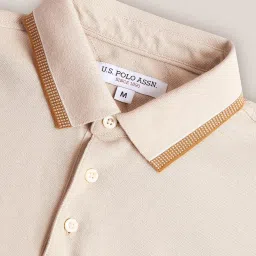 U.S. Polo Assn. Beige Cotton Slim Fit Polo T-Shirt image 5
