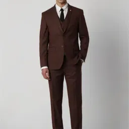 Van Heusen Brown Slim Fit Three Piece Suit image 5
