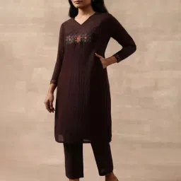 Folksong by W Brown Embroidered Straight Kurta-picture-31