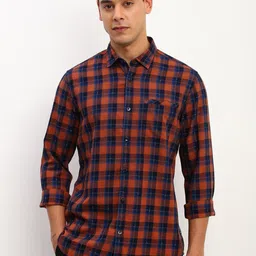 Allen Solly Men Custom Spread Collar Tartan Checked Cotton Casual Shirt-picture-42