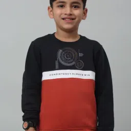 Cantabil Kids Navy & Rust Color Block Full Sleeves Sweatshirt-image-60