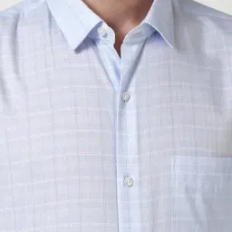 Peter England Blue Slim Fit Checks Shirt image 4