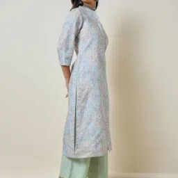 Soch Blue Floral Print Straight Kurta image 3
