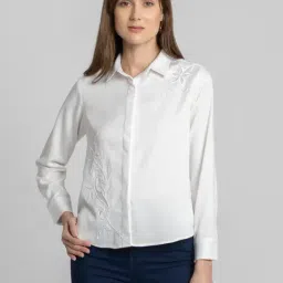 SHAYE White Embroidered Shirt-image-4