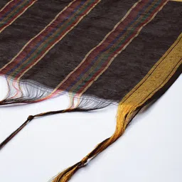 Shaily Black & Gold-Toned Woven Design Cotton Silk Dupatta image 2