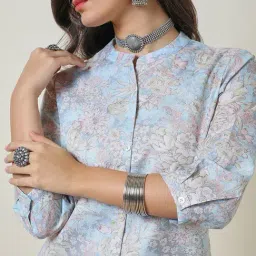 Soch Blue Floral Print Straight Kurta image 5