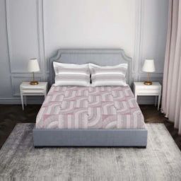 Spaces Essentials AW24 132 Pink 100% Cotton 132 TC Double Bedsheet with 2 Pillow Covers-picture-11